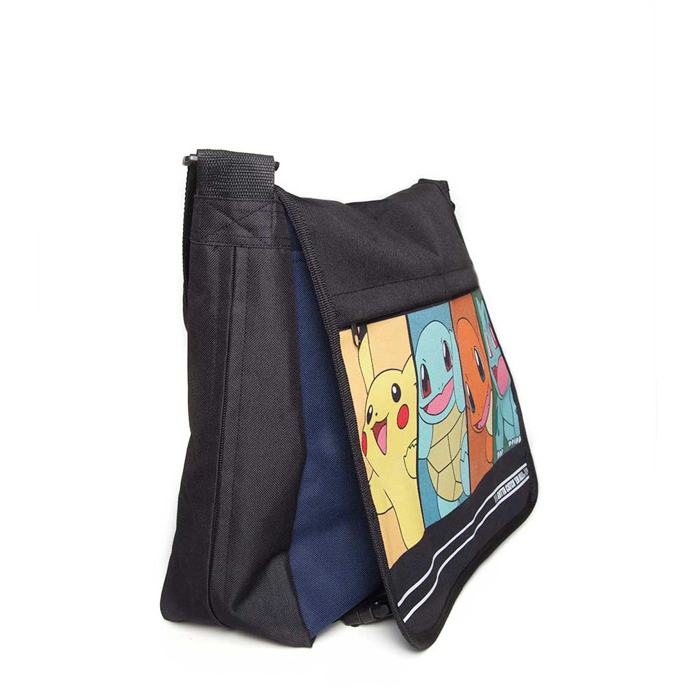 POKEMON Starting Characters Messenger Bag, Black/Dark Blue (MB290211POK