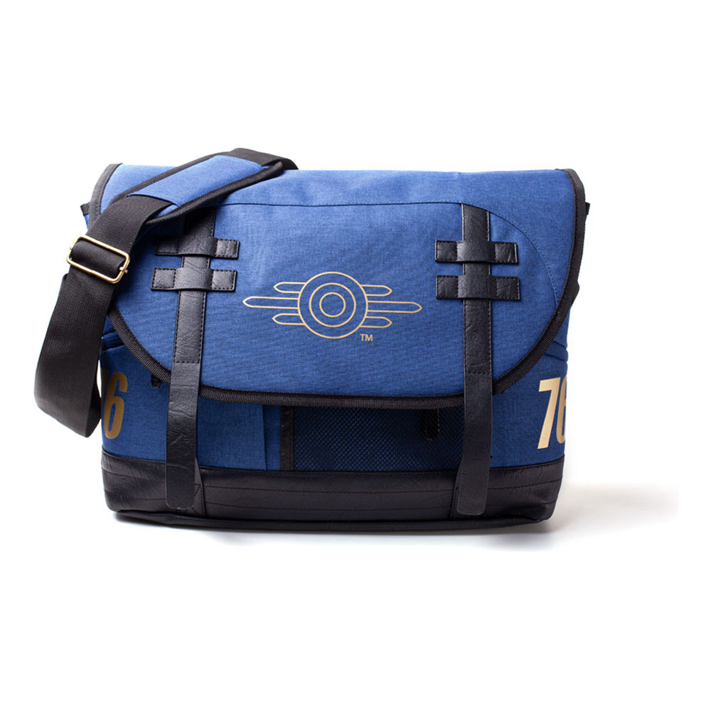 FALLOUT 76 Vaulttec Logo Messenger Bag, Unisex, Blue/Black