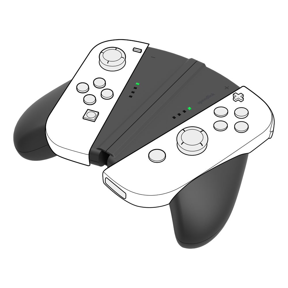 SPEEDLINK VGrip 2in1 Handle for Nintendo Switch Joycons, Black (SL