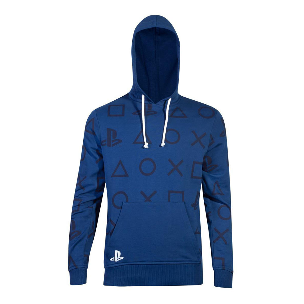 NEW! Sony Playstation Icons AllOver Print Hoodie Male Blue HD000508SNY