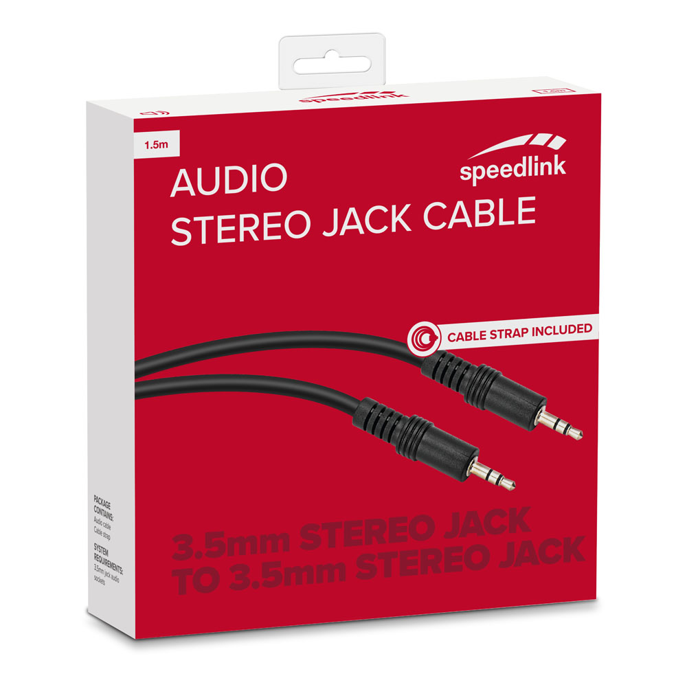 SPEEDLINK 3.5mm to 3.5mm Audio Stereo Jack Cable HQ, 1.5m, Black (SL