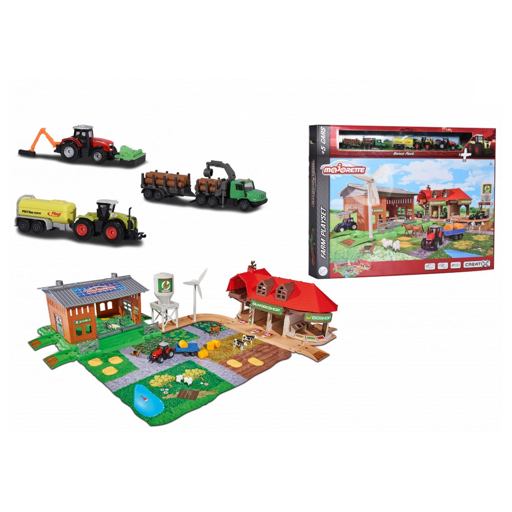 MAJORETTE Children's Creatix Big Farm Play Set with 5 Vehicles Bonus
