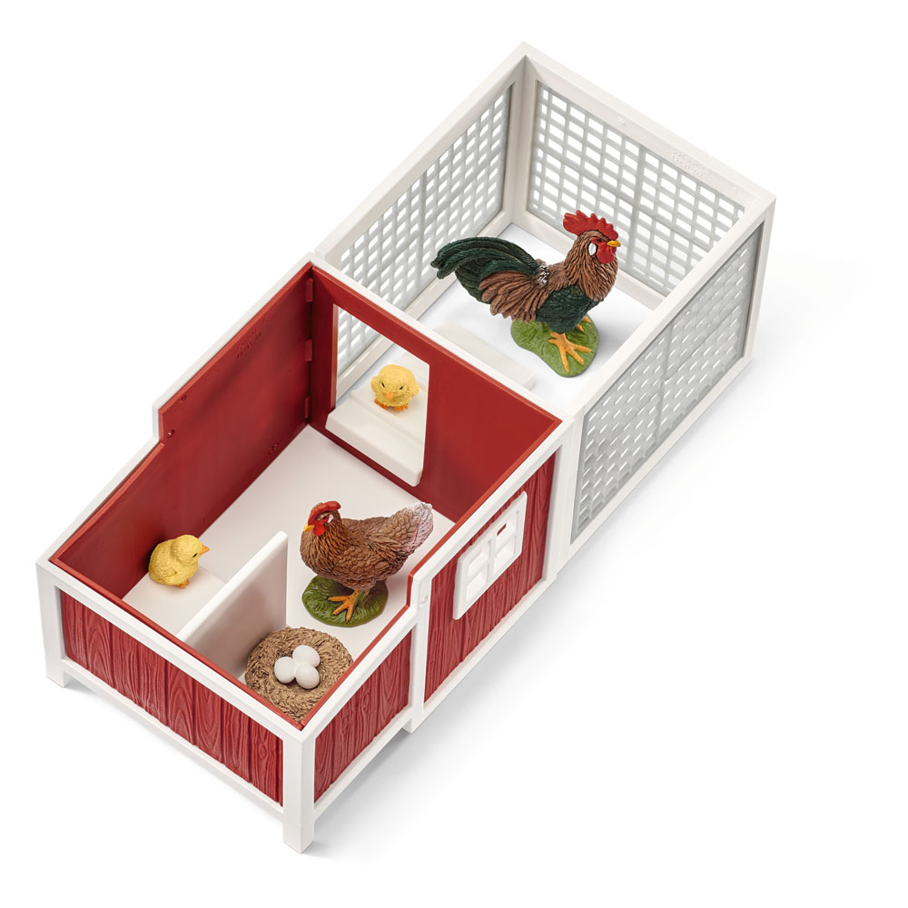 SCHLEICH Farm World Chicken Coop Toy Playset, Multicolour, 3 to 8