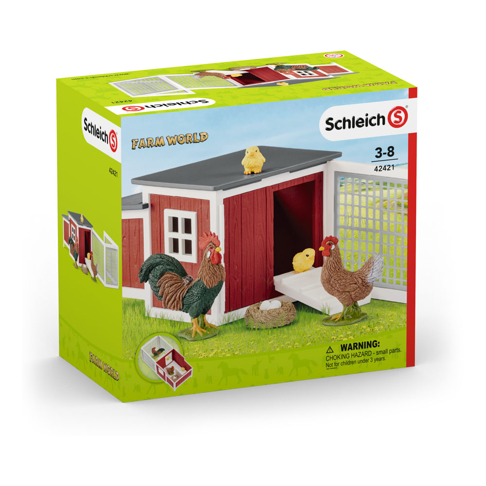 SCHLEICH Farm World Chicken Coop Toy Playset, Multicolour, 3 to 8