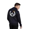 OVERWATCH Athletic Tech Full Length Zipper Hoodie, Male, Medium, Black/Blue (CHM007OW-M)