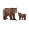 SCHLEICH Wild Life Grizzly Bear Mother with Cub Toy Figure Set, Brown, 3 to 8 Years (42473)