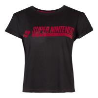 NINTENDO SNES Logo Cropped T-Shirt, Female, Large, Black (TS126084NTN-L)