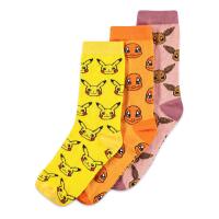 POKEMON Iconic Character Crew Socks, 3 Pack, Unisex, 43/46, Multi-colour (CR850202POK-43/46)