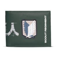 ATTACK ON TITAN Scout Regiment Logo Bi-Fold Wallet, Male, Green (MW078560ATT)