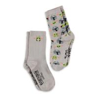 STAR WARS The Mandalorian Din Djarin and Grogu Children's Crew Socks (2-Pack), Unisex, 35/38, Grey (CR464386STW-35/38)