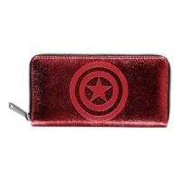 MARVEL COMICS Captain America Shield Logo Zip Around Wallet, Red (GW043137MVL)
