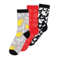 POKEMON Mixed All-over Pattern Crew Socks (3-Pack), Unisex, 43/46, Multi-colour (CR533851POK-43/46)