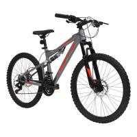 HUFFY Marker 24-Inch Matte Gunmetal Grey Full Suspension 21-Speed Boys Children's Mountain Bike (24940W)