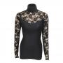SPIRAL Female High Neck Plain Lace Corset Top with Long Sleeves, Female, Small, Black (PL320-S)