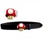 NINTENDO Super Mario Bros. Red Powerup Mushroom Belt, Large, Black (BT132820NTN-L)