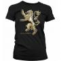 GAME OF THRONES Chrome Lannister Sigil T-Shirt, Female, Small, Black (TMF3040GOT-S)