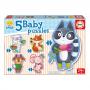 EDUCA Baby Early Learning Cute little Animals Jigsaw Puzzles, 5 Piece Set (16816)