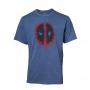 MARVEL COMICS Deadpool Men's Graffiti Mask Faux Denim T-Shirt, Small, Blue (TS551101DEA-S)