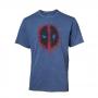MARVEL COMICS Deadpool Graffiti Mask Faux Denim T-Shirt, Male, Medium, Blue (TS551101DEA-M)