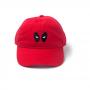MARVEL COMICS Deadpool Embroidered Eyes Stone Washed Denim Dad Cap, Red (BA312818DED)