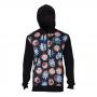 RICK AND MORTY Character Faces Pattern Sublimation Print Full Length Zipped Hoodie, Male, Large, Black (HD665437RMT-L)