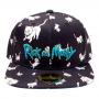 RICK AND MORTY Embroidered Logo and Cats All-over Print Snapback Baseball Cap, Black/Blue (SB008476RMT)