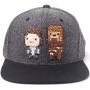 STAR WARS Embroidered Han Solo & Chewbacca Pixel Snapback Baseball Cap, Grey (SB715614STW)