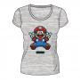 NINTENDO Super Mario Bros. Pixelated Jumping Mario T-Shirt, Female, Large, Grey (TS713188NTN-L)