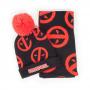 MARVEL COMICS Deadpool Symbol Bobble Beanie & Scarf Gift Set, Unisex, Black/Red (GS256433DED)
