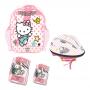 HELLO KITTY Club Children's Helmet, Knee, Elbow Protection Set with Carry Bag, Girl, Ages Three Years and Above, Pink/White (OHKY004-2)