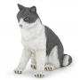 PAPO Dog and Cat Companions Sitting Down Cat Toy Figure, 3 Years or Above, Grey/White (54033)