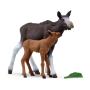 SCHLEICH Wild Life National Geographic Kids Moose with Calf Toy Figure, 3 Years and Above, Multi-colour (42603)