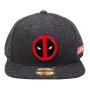 MARVEL COMICS Deadpool Metal Badge Logo Snapback Baseball Cap, Grey/Red (SB097580DEA)