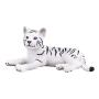MOJO Wildlife & Woodland White Tiger Cub Lying Down Toy Figure, Black/White (387015)